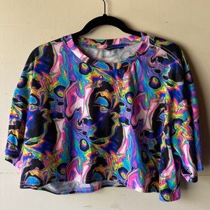 Electric Tie Dye Cropped T Shirt